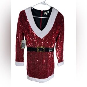 Tipsy Elves Red Sequin Santa Dress Size S